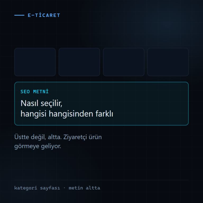 Kategori sayfasında ürün listesinin üstte, SEO metninin listenin altında durması